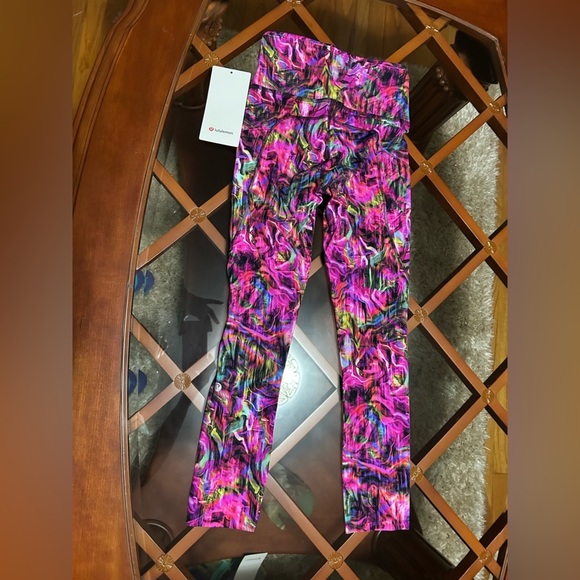 lululemon athletica Fast and Free HR Crop 23"-Hyper Flow Pink Multi-HAVE POCKETS - Picture 5 of 5